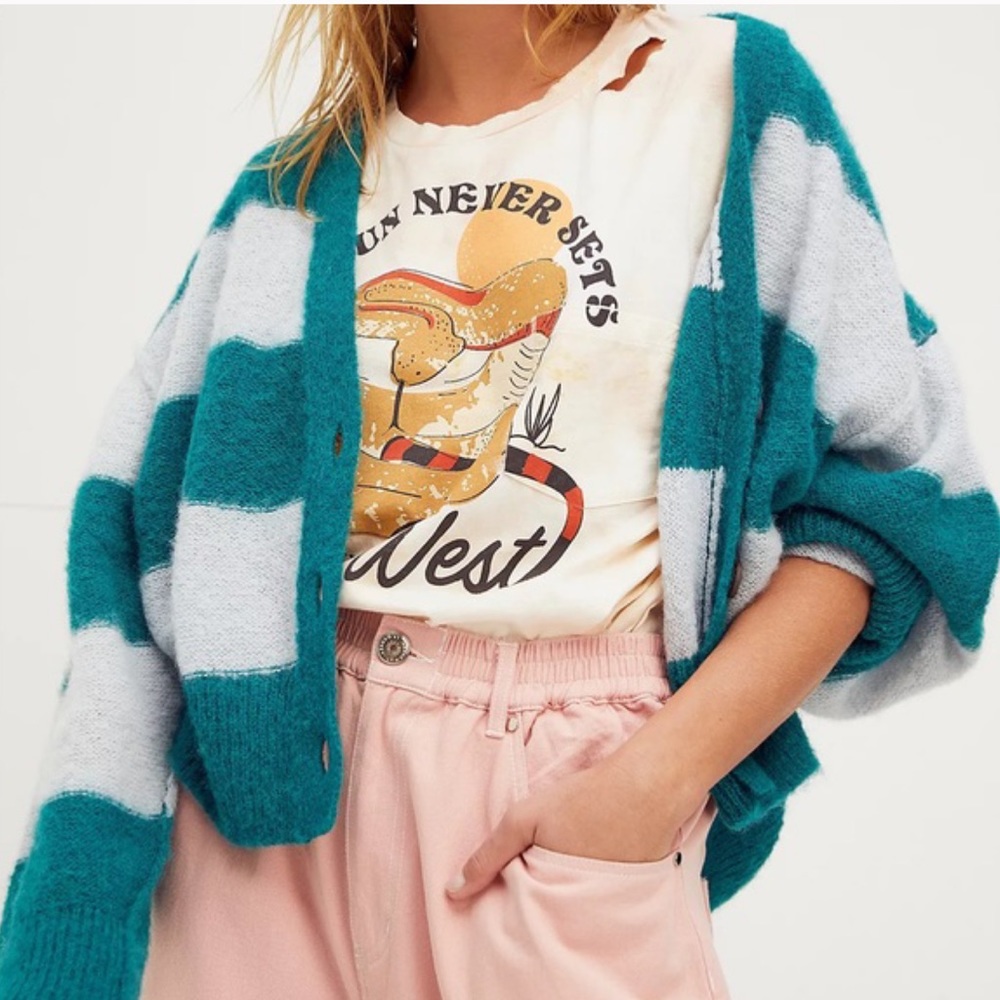 Free People Eclair Cardi Striped Cardigan Alpaca Blend S